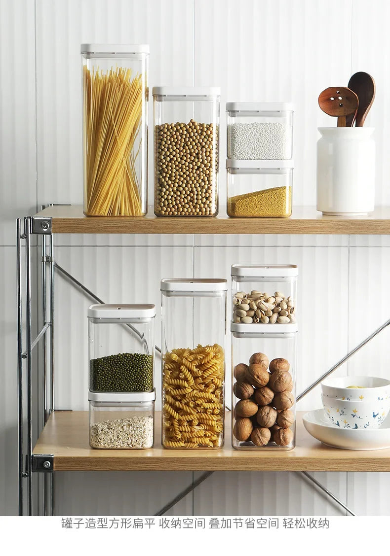 Clear Food Grade Plastic Storage Jar Airtight Seal for Kitchen Snacks Cereals Beans Kitchen Storage Organizer Kitchen Storage.