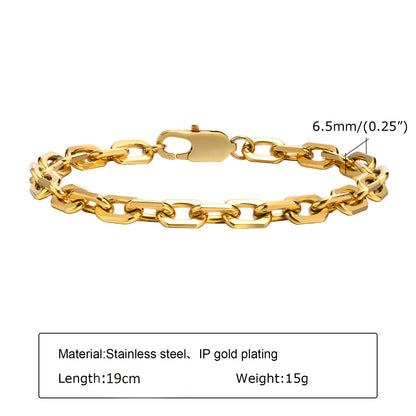 Chunky Stainless Steel Link Chain Bracelet For Woman, Gold Plated Layering Bracelets Wristband Waterproof Jewelry
