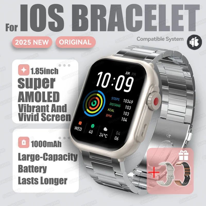 2025New For XIAOMI IOS Watch Ultra2 Smart Watches Women 1000mAh 1.85" AMOLED Full Touch Screen BT Call Ladies Fashion Smartwatch