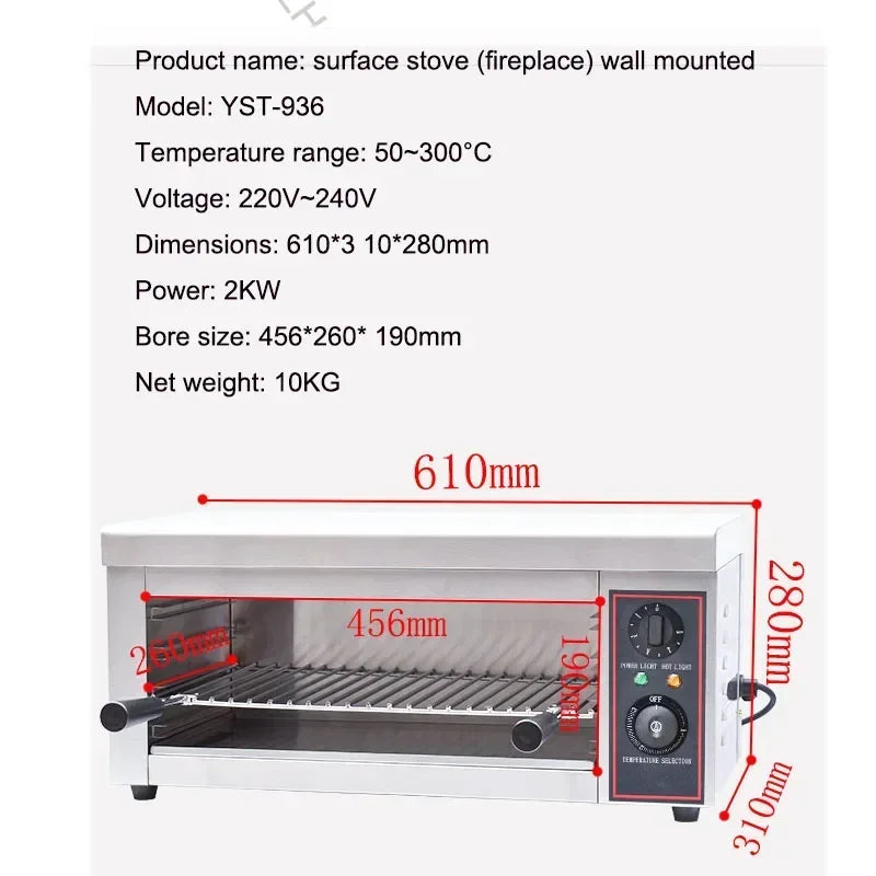 Household 220v Electric Heating Surface Stove Commercial Hanging Drying Oven With Timer Electric Oven New Multi-function Grille.