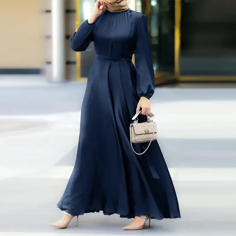 Muslim Maxi Dresses for Women Arabian Simple Loose Solid Elegant Dubai Turkey Islamic Temperament Muslim Plain Abayas for Women.