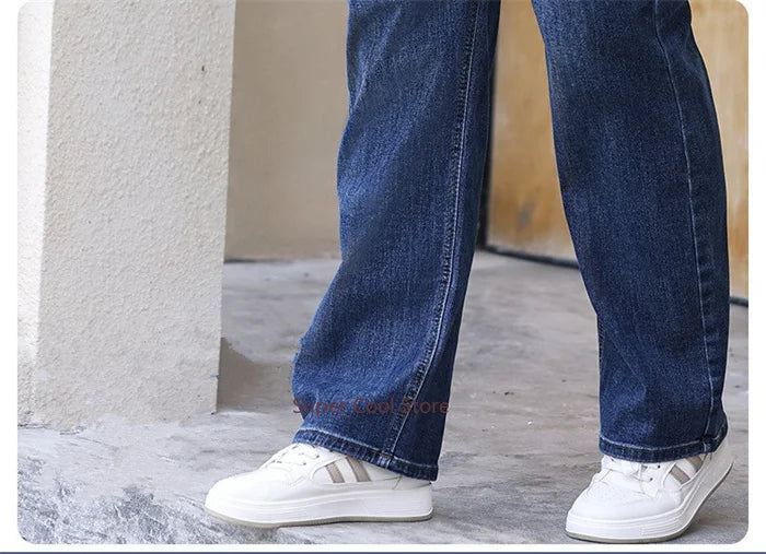 Plus Size Women Jeans 6XL Loose High Waisted Stretched 5XL Plus Size Female Denim Trousers Blue Girl Long Classic Straight Pants