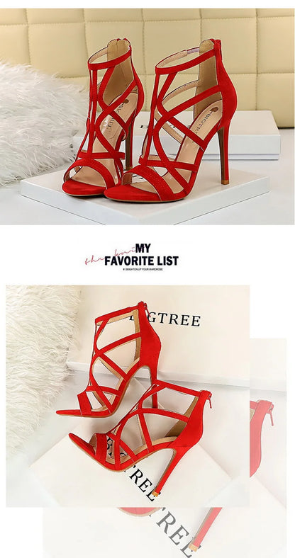 BIGTREE Shoes Roman Style High Heels Woman Pumps Stiletto Heels 11 Cm Women Heels Sexy Party Shoes Hollow Out Women Sandals 2025.