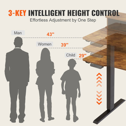 SucceBuy Elektrischer Stehpult, höhenverstellbarer Stehpult mit doppeltem Schutzsystem, hohe Tragfähigkeit für das Heimbüro