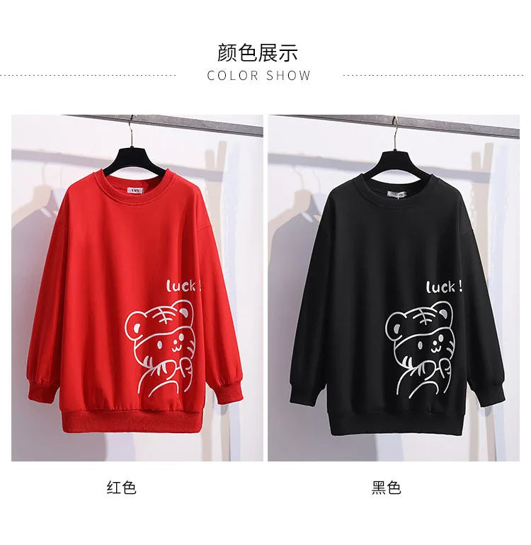 170Kg Plus Größe frauen Büste 170cm Frühling Herbst Lose Oansatz Langarm Cartoon Print Sweatshirts 6XL 7XL 8XL 9XL 10XL 11XL.