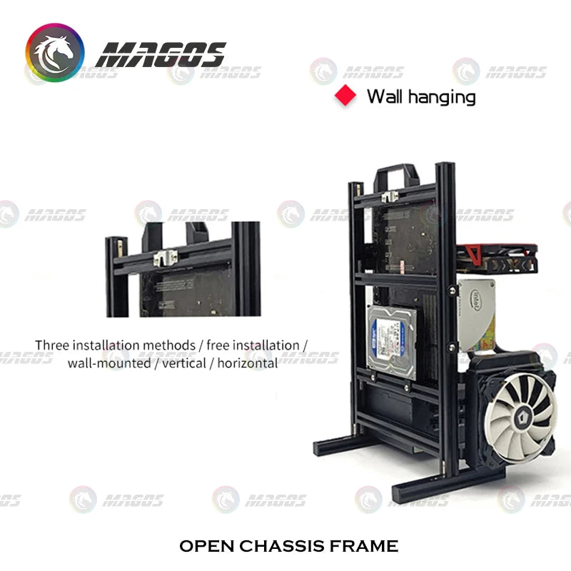 DIY Computer Open Frame,Vertical ATX/ ITX / MATX Gamer Cabinet Aluminum,Modding Desktop Gaming PC Case Water Air Cooler.