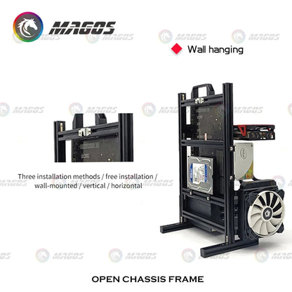 DIY Computer Open Frame,Vertical ATX/ ITX / MATX Gamer Cabinet Aluminum,Modding Desktop Gaming PC Case Water Air Cooler.