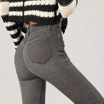Fashion Women's Slim Skinny Jeans Comfortable Stretch Casual Solid Colours Pencil Pants Female Black Denim Trousers.
