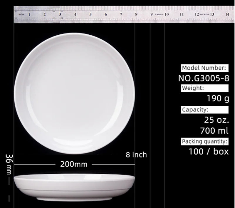 Deep Round Melamine Dinner Plates White Hotel Serving Tray Table Dishes Imitation Porcelain Dishes to Eat Kitchen Dining Sets.