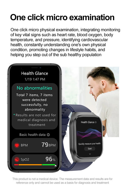 2025New Micro Physical Examination Smart Watch For Men Uric Acid Body Fat Five Organ Health Watches Bluetooth Call SmartBracelet.