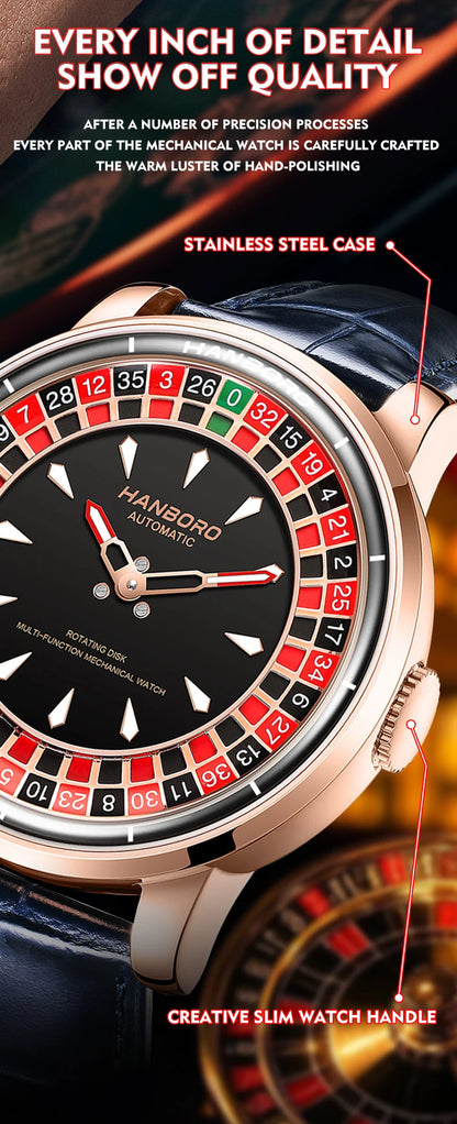 HANBORO men's fully automatic mechanical watch, roulette wheel, roulette wheel, men's watch 1001.