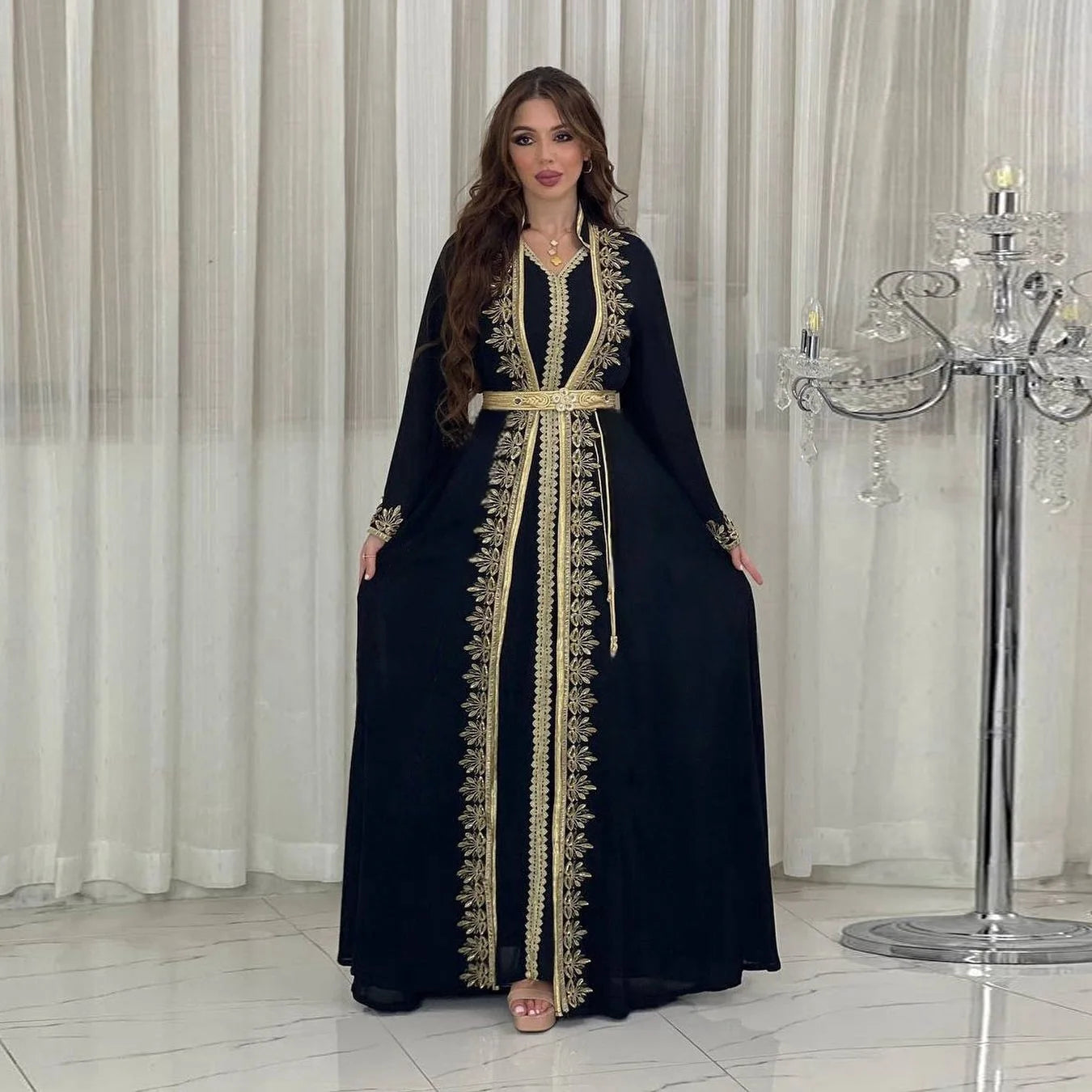 Eid Muslim Women Party Dresses Jalabiya 2 Piece Set Embroidery Arab Long Robe Ramadan Morocco Dubai Abayas Islam Vestidos Kaftan.