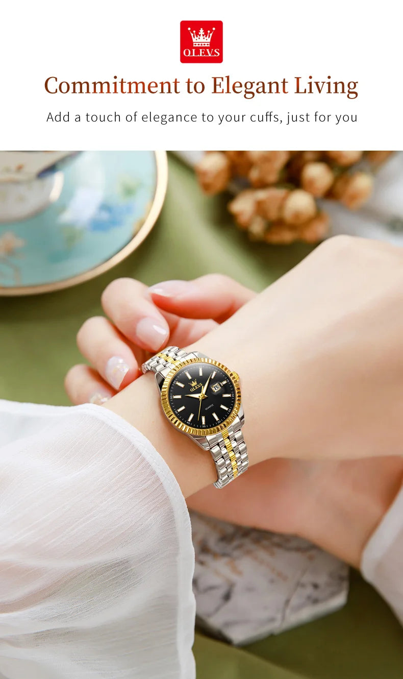 OLEVS 5593 Woman Watch Stainless Steel Waterproof Auto Date Elegant Ladies Wristwatch Luxury Original Quartz Watch for Women New.