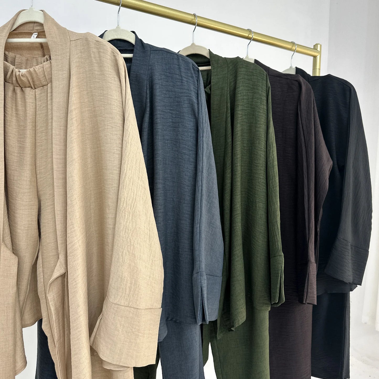 Two Piece Set Women Muslim Blouse Lace Up Wide Leg Pants Suit Eid Ramadan Morocco Dubai Islam Ensemble Arabic Modest Outfits.