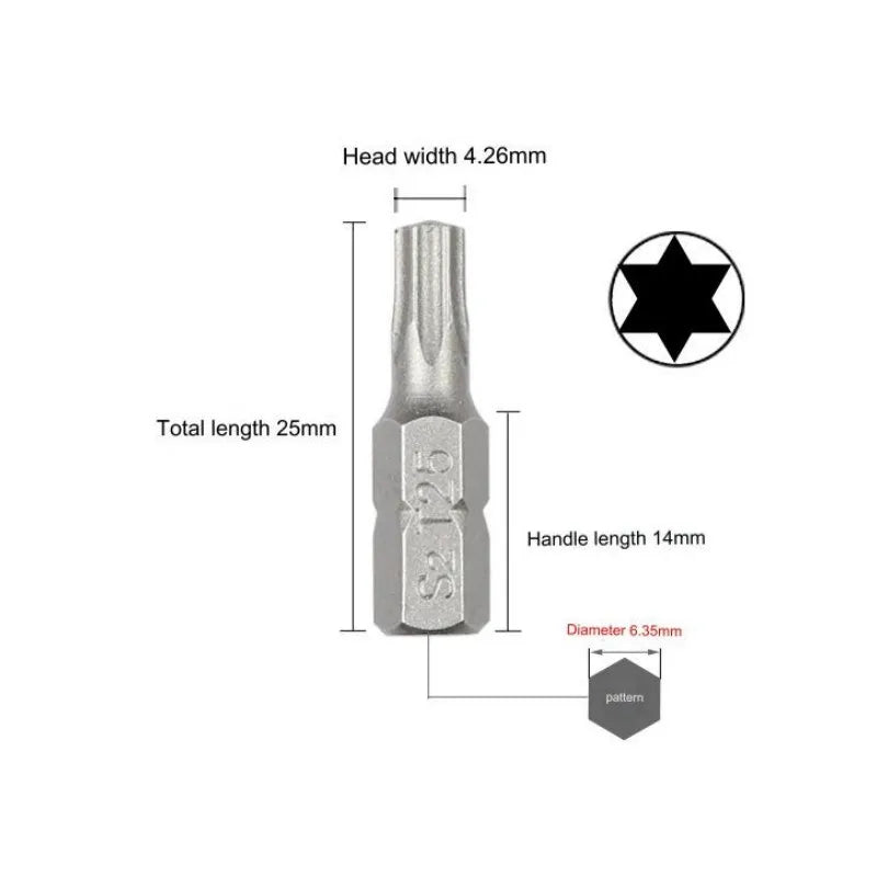 1 Zoll T6 T7 T8 T9 T10 T15 Torx-Schraubendreher-Bit-Set S2 Stahl 1/4 Zoll 6,35 mm Sechskantschaft Elektrowerkzeuge