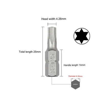 1 Zoll T6 T7 T8 T9 T10 T15 Torx-Schraubendreher-Bit-Set S2 Stahl 1/4 Zoll 6,35 mm Sechskantschaft Elektrowerkzeuge