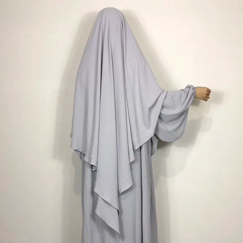 New One Layer Jazz Crepe Diamond Khimar High Quality Muslim EID Ramadan Islamic Clothing Tie Back Prayer Hijab Dropshipping.