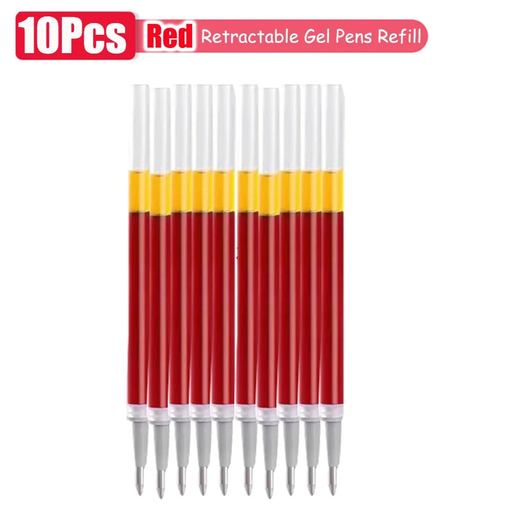 1–63 Stück einziehbares Gelschreiber-Set, Kugelschreiber mit schwarzer/roter/blauer Tinte zum Schreiben, 0,5 mm Nachfüllungen, Bürozubehör, Schulbedarf, Schreibwaren.