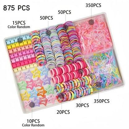 287-881PCS (The box is a shooting prop) Children's Hair Clips, Hair Scrunchies, Gift Claw Clips, Hair Accessory Set, Gift Box, P.