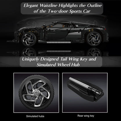 Mould King 13163 Technical Car Building Block The Remote Control La Voiture Noire Sport Car Model Toys Kids Christmas Gifts.