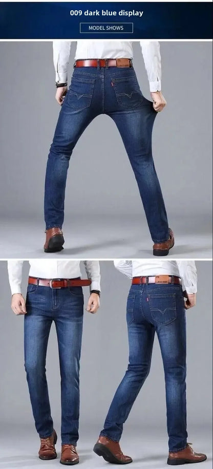 Elastische Jeans für Herren, Frühling und Herbst, lockere Passform, gerades Bein, vielseitige Hose, verschleißfest, lässige Konstruktion, Bienenhose, Sommer.