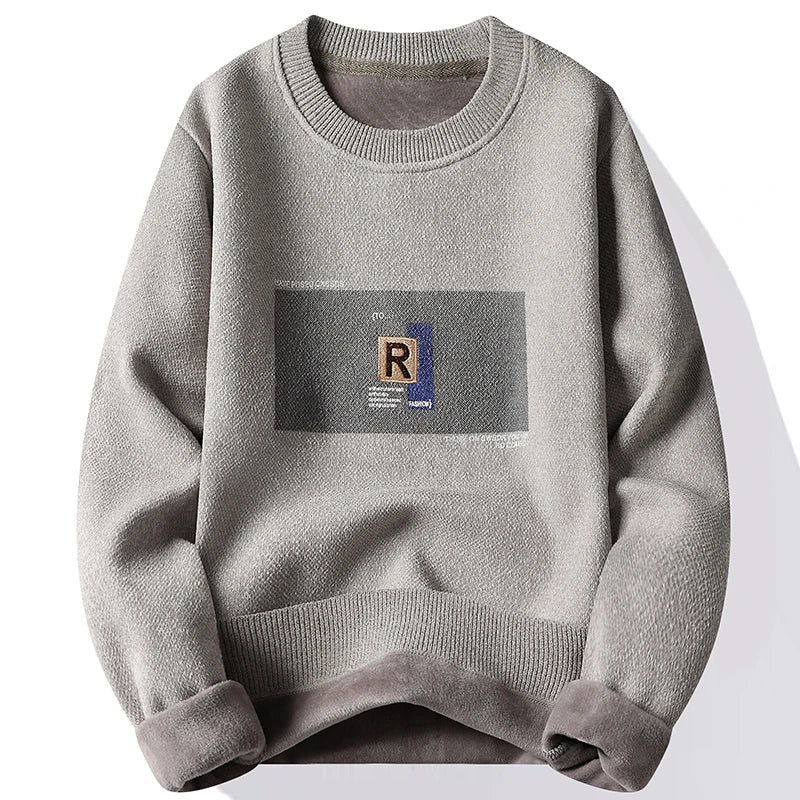 Men's Fleece Lined Pullovers Fashion Sweaters Autumn Winter Jumpers Fashion New Jersey Men's Clothes