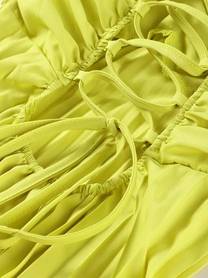 Elegante trägerlose Band-Plissee-Kleider für Damen, sexy, ärmellos, rückenfrei, langes Kleid, 2025, Frühjahr, neue Dame, Abendparty-Roben.