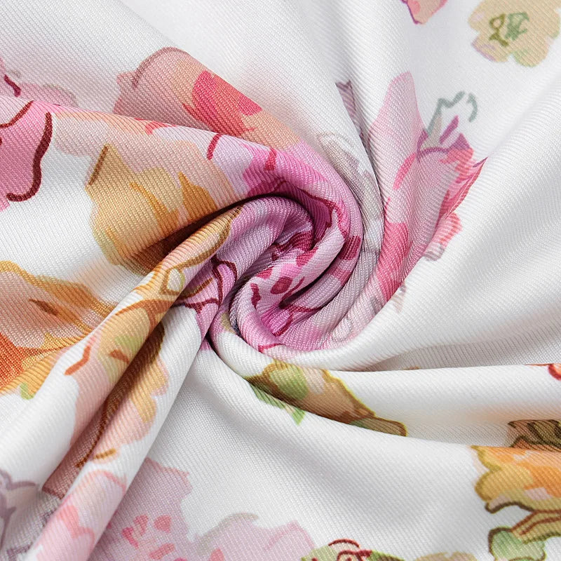 Damen-Kleid mit Blumendruck, Spaghettiträger, ärmellos, schmale Passform, Sommer, rückenfrei, langes Kleid für Party und Strand.