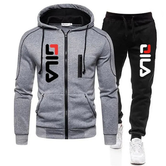 2025 Spring and Autumn casual hat top letter print top + pants, men's outdoor hooded casual full-open zipper top sportswear set.