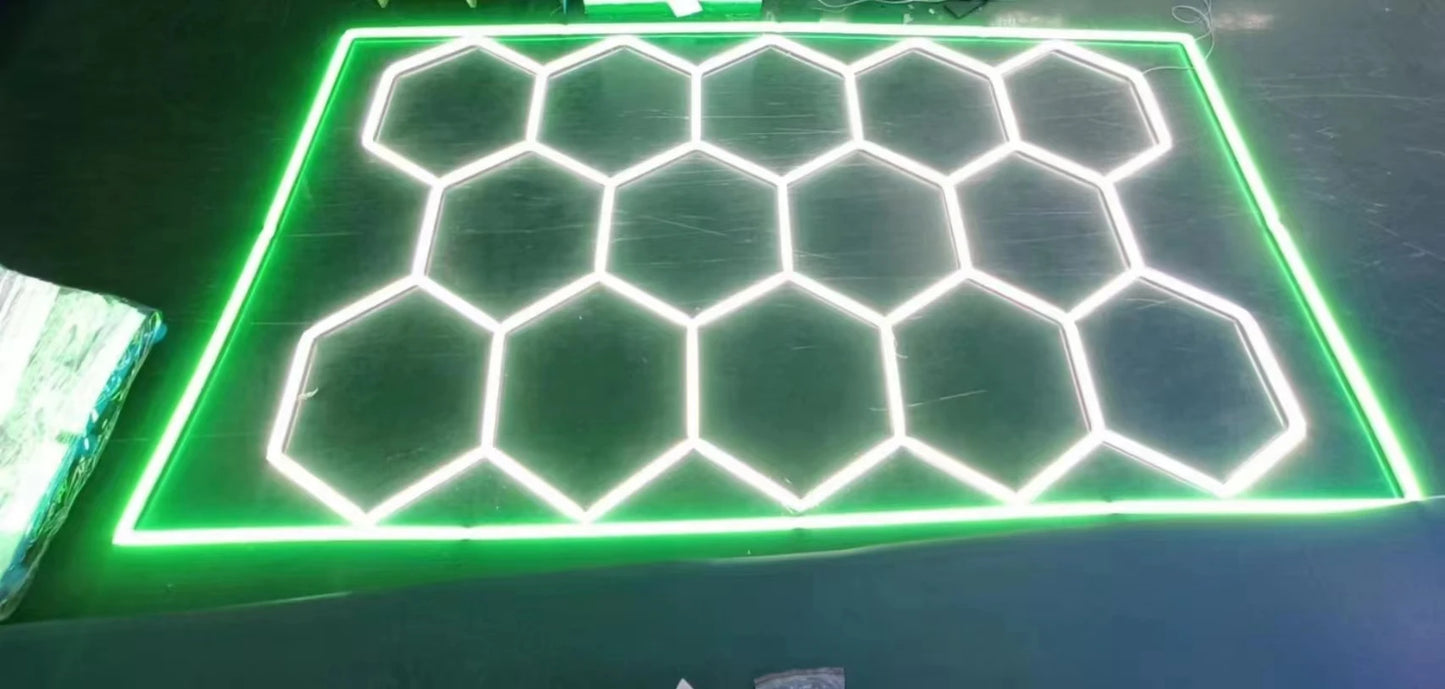 LED Garage Ceiling Hexagon Light Connector Honeycomb Detailing Car Auto Body Repair Wash Station Workshop Tube Light Customized.