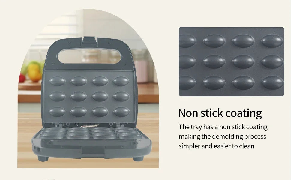 XEOLEO Electric Walnut Cake Waffle Maker 750W 12 Holes Pastry Nut Waffle Bread Maker Mini Baking Breakfast Machine Kitchen.