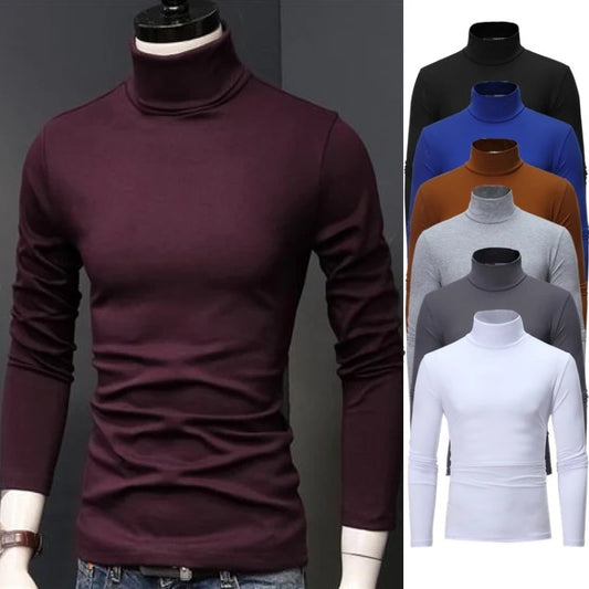 2025 New Man Thermal Turtleneck Casual Sleepwear Shirt S-2XL Sleeve Long Slim Coat 5colors Basic Sweater Bottom Winter.
