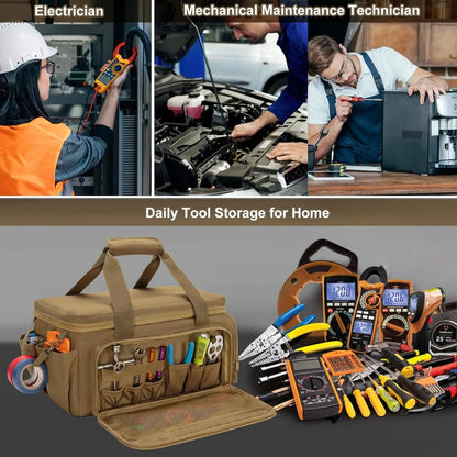 14-Zoll-Hochleistungs-Werkzeugtasche, Werkzeugaufbewahrungstasche, multifunktionale Arbeitshandtasche oder Mechaniker, Elektriker, Zimmermann, Bauarbeiter, Klempner.
