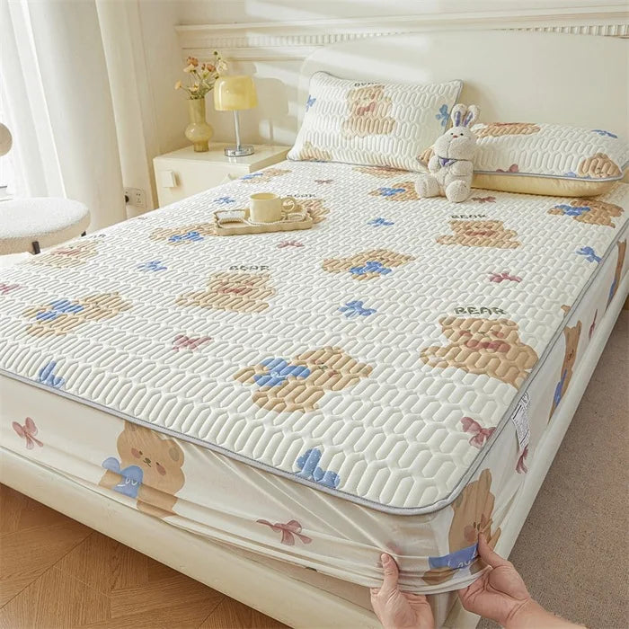 Cartoon Cute Pattern Cooling Fitted Sheet Single Natural latex fabric Soft cushion for Bedding Slow rebound Non-Slip Mattress