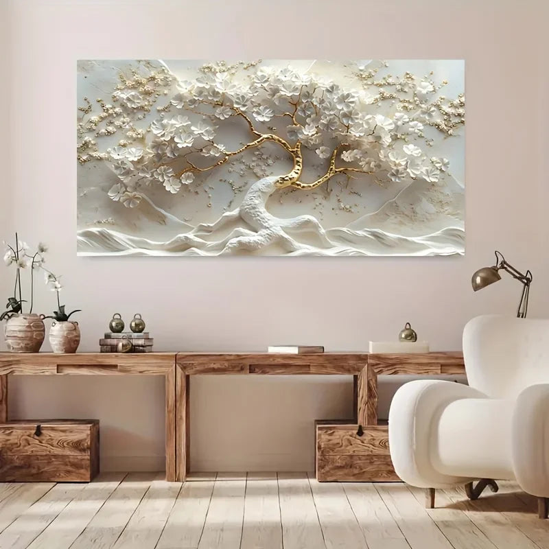 Golden Tree of Life Art Large Golden Tree of Life Canvas Art , Modern Wall Decor for Living Room and Bedroom.