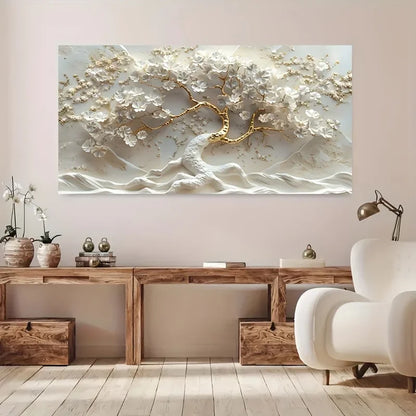 Golden Tree of Life Art Large Golden Tree of Life Canvas Art , Modern Wall Decor for Living Room and Bedroom.