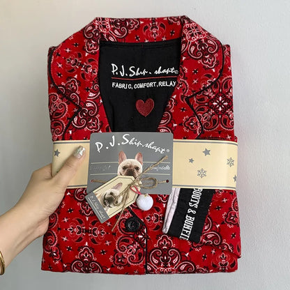 2025 New Pajamas Suit Cotton 2 Piece Set Women Print Cartoon Nightwear Long Sleeve Trousers Set Autumn Loungewear Home Clothes