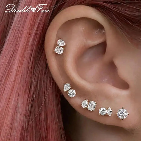 1pc Cartilage Tragus Helix Daith Crystal Ear Piercing Stud Earrings for Women Mini Screw Stainless Steel Stacking Ear Jewelry.