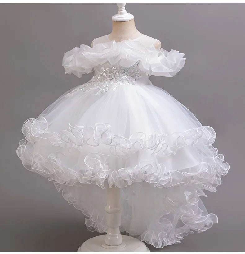 3-10 Jahre altes Mädchen Kinder schleppendes Kleid neues elegantes Mädchen Performance Puffrock Prinzessin Rock Blume Kinder Hochzeit Mädchen.