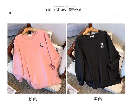170kg plus size Damen büste Herbst lose Rundhals-Kaninchen-Sweatshirt Langarm lässig Top 6xl 7xl 8xl 9xl 10xl 11xl.