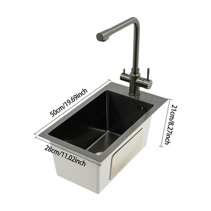 Edelstahlspüle, Küchenspüle, kleine Küchenspüle, Mini-Spüle mit Wasserhahn und Abfluss, 50 x 28 cm