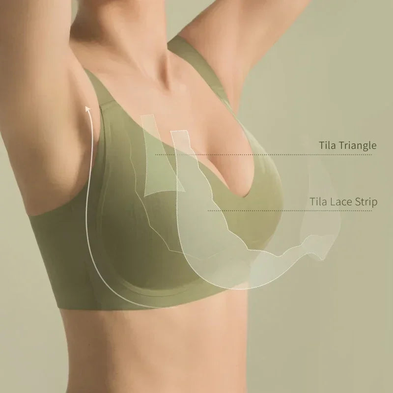 SUJIIN Wireless Plus Size Bras Women Anti-sagging Comfortable Breathable Soft Support Bralettes Big Breasts Push Up Bra MX219A.