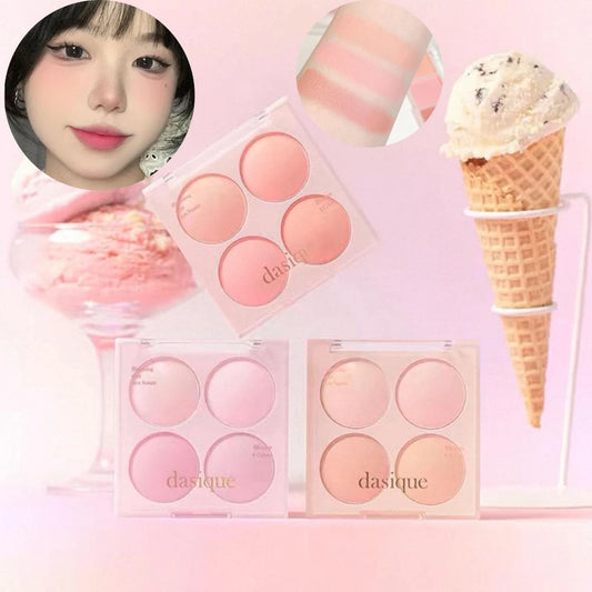 Korean Dasique 4 Colors Blush Powder Velvet Peach Pink Blush Palette Sweet Natural Cheek Contour Tint   Korean Makeup Cosmetics.