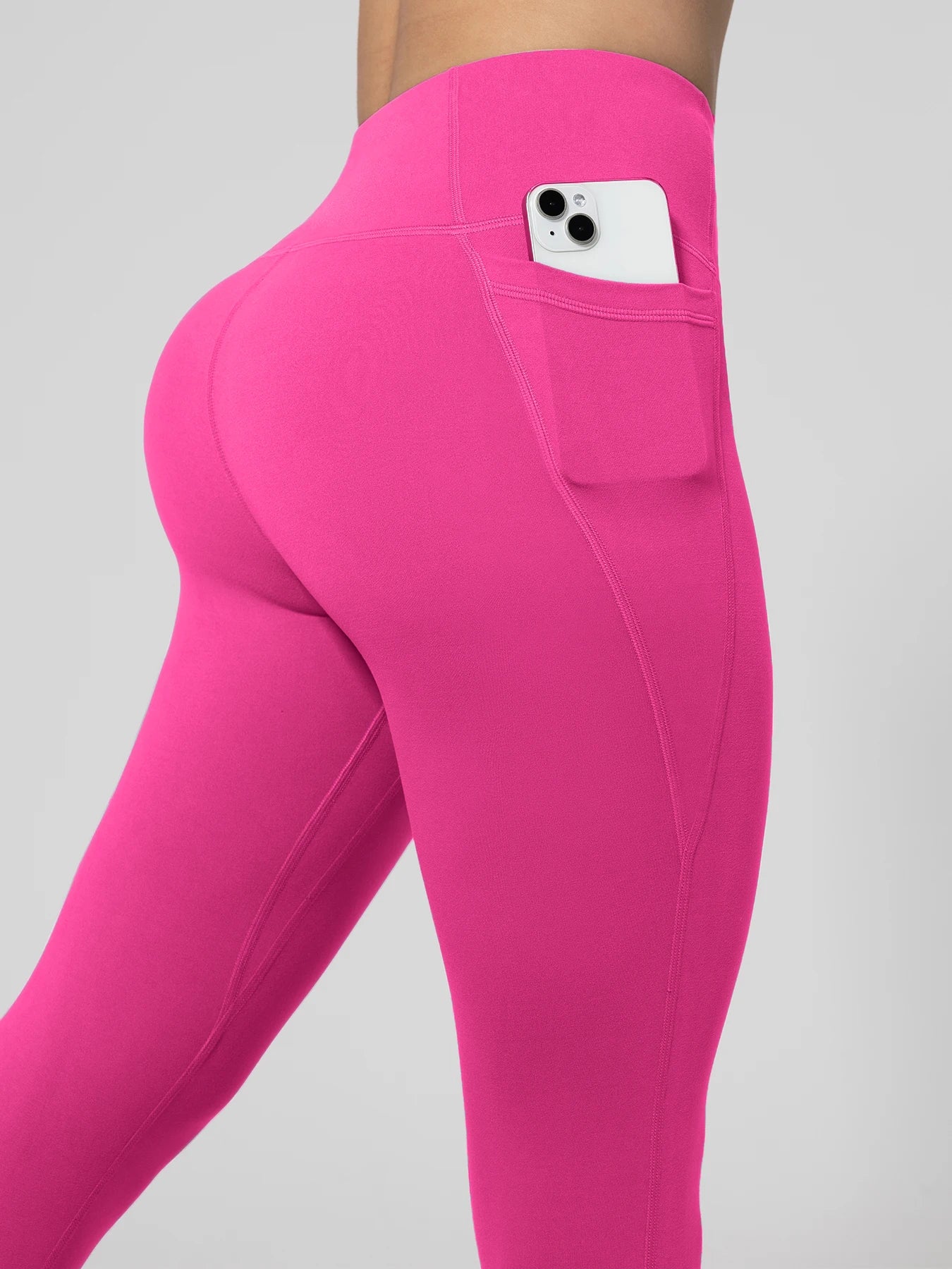 Nahtlose Damen-Leggings mit Taschen, einfarbig, hohe Taille, Po-Lifting-Strumpfhose, schlanke elastische Leggings, Sportbekleidung