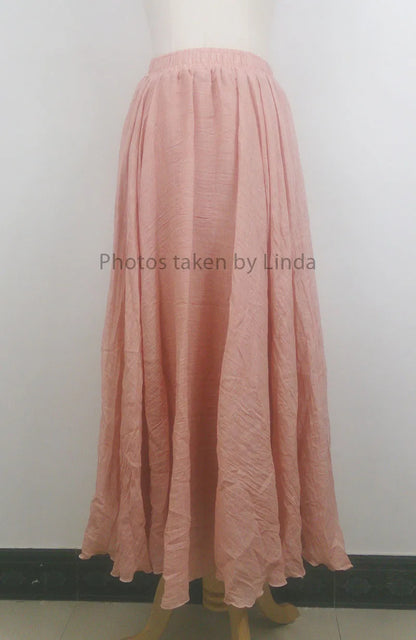 Frauen Elegante Hohe Taille Leinen Maxi Rock 2023 Sommer Damen Casual Elastische Taille 2 Schichten Röcke saia feminina 20 Farben SK53