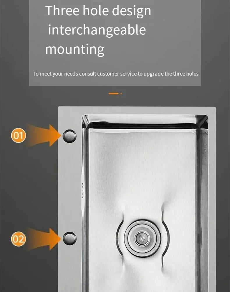Thickened 304 Stainless Steel Single Sink Kitchen Sink Undermount Dishwashing Trough for Home Improvement