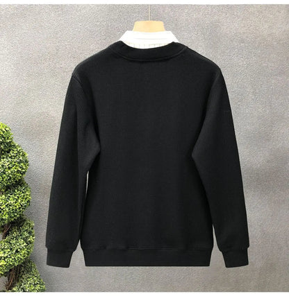 Casual Fake Two-piece Plus Size Hoodies Sweatshirts Spring Autumn Long Sleeve Patchwork Trend Tops Fashion Korean Men Clothing.