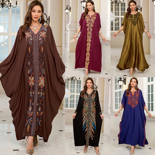 Frauen bestickte lange Kaftane Plus Size Kaftan Kleider Strand Badeanzug Cover Up Moomoo Kleid marokkanische Robe.