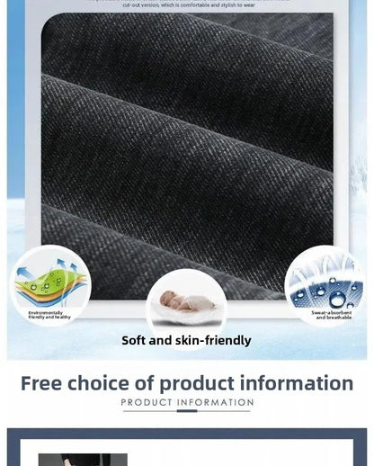 Loose Casual Jeans for Men Mid-aged Thick Winter Long Pants Business Style Straight Leg Spring Autumn Korean Version.