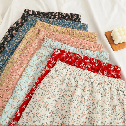 Gidyq Women Chiffon Midi Skirt Korean Fashion Floral Loose Skirts High Waist Female Casual All Match A Line Skirts Summer New.